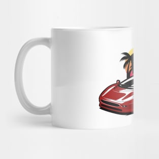 Red XJ220 Classic Supercar Sunset Mug